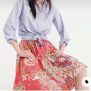 J. Crew Cotton pleat front skirt in paisley print. Size 00.
